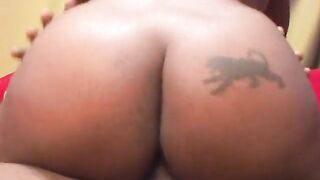 Fat ebony bitch shaves her pussy then black stud fucks it and cums on it - 10 image