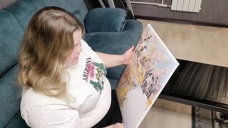 Cum on the cute paintress big ass - 2 image