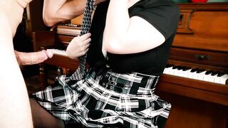 Busty Ellie Handcuffs Teacher to Piano, Volcano of Cum follows - 2 image