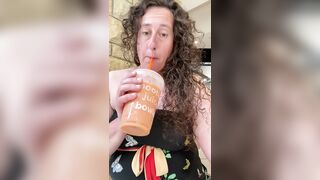 Trying to Drink a Smoothie in Public with REMOTE CONTROL SEX TOY Orgasming in the Mall - 5 image