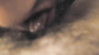 14 mins of eating my cum out of my BBW wife's hairy wet pussy - 11 image