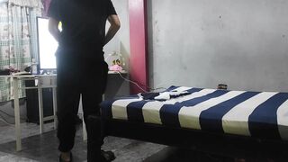 Hidden Camera! Cheating on my husband with the technician who comes to fix the tv My husband apologizes but the technician fucks me better than him - 3 image