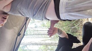 Outdoor hardcore blowjob hiding from family - 3 image