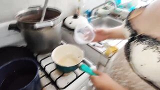 I accumulate a lot of cum in a container, my piggy slut cooks it and then eats it in the mall - 11 image