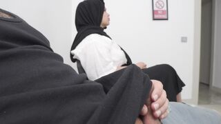 This Inexperienced Lady is SHOCKED !!! I take out my cock in Hospital waiting room. - 5 image