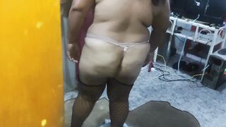 Cuckold Amateur: Spying on my stepmother as she arrives from work and begins to take off her clothes while I am recording her, then she asks me to give her all my milk since we are alone in the house - 2 image