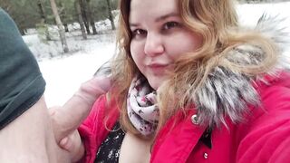 Cum in the mouth and on the tits of a redheaded slut in the woods - 5 image