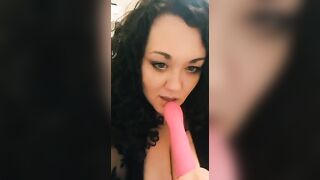 Sexy brunette big tits choke and gag on toy