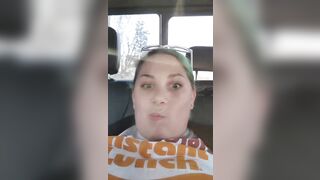 Curvy milf fucks herself with dildo in backseat - 11 image