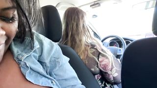 Babygirl Black BBW Sucks Daddy's Cock while Wife Drives, Shows Big Tits - 14 image