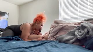 Lightskinned BBW gives Sloppy Blowjob in the Morning - 2 image