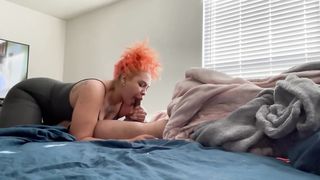 Lightskinned BBW gives Sloppy Blowjob in the Morning - 4 image