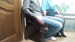 Hot milf in pantyhose milking my cock in public - 3 image