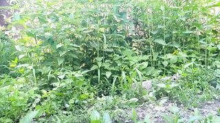 My stepmother in law's fat ass peeing in nature rear view - 13 image