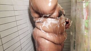 sexy black bbw takes a shower