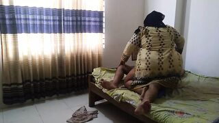 Stranger enters BBW step auntys room & try to tie her but hot step aunty sees his big cock & fucks him hands tied - cowg - 1 image