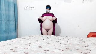 Beautiful Tits Muslim Chubby Girl Pressing Big Boobs - 2 image