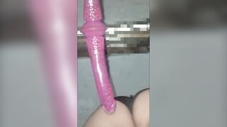 fucking a big dildo in a mirror until make my pussy wet and creamy, with an orgasm - 11 image