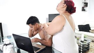 Hot stepmom motivates her stepson for the exam. Part 1. A good blowjob - 2 image