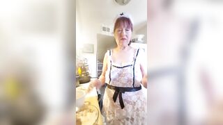 Granny in my sexy lace apron cooking shrimp & grits - 3 image