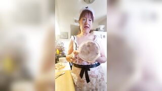 Granny in my sexy lace apron cooking shrimp & grits - 4 image