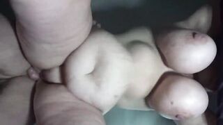 Bbw wife fucked from behind view from below...huge swinging tits....make this go viral