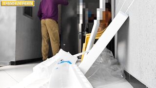 TWO NAKED WOMEN RECEIVE DELIVERIES AT THEIR HOUSE - 6 image