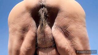 Stopping in the desert to pee. Latina granny, mature - 14 image