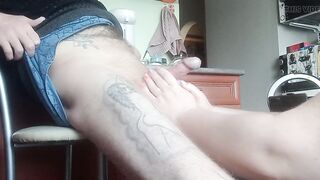 a fat woman naked jerks off my cock to a cumshot in the kitchen - 7 image