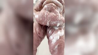 Big tit SSBBW masturbates to orgasm in soapy shower scene - 13 image
