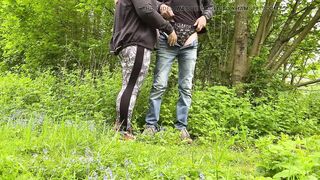 Mother in law holds my cock while I pee in nature then I spank her sexy ass - 9 image