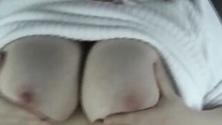 A chubby German lady enjoys sucking a hard cock in the back of the car - 10 image