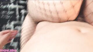 He cums on that big ass that has a fishnet stocking on - 9 image