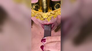 Chocolate party in the horny grandma's room - 1 image