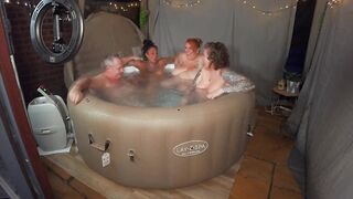 Amateur Hot tub fun with 3 hot British Milfs - 2 image