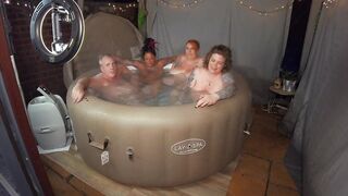 Amateur Hot tub fun with 3 hot British Milfs - 3 image