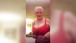 Hot Granny Plays With Her Giant Boobs Trying To Entice You - 9 image