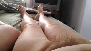 my uncut cock, wifes feet,hairy pussy,tits & chubby belly. - 1 image