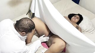 Horny clandestine gynecologist attends to his patient and cums in her pussy
