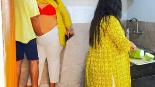 Neighbors fuck new Married wife while cutting vegetables in kitchen - Jabardast Chudai - 1 image