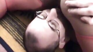 Fat guy gets lucky and fucks tattooed amateur hotties and cums on them - 6 image