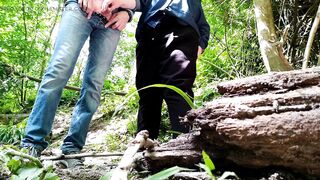 Mother-in-law pissing pussy and son-in-law's small dick in nature - 12 image