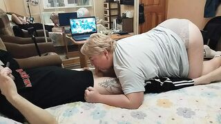 mother-in-law milks my cock with her mouth to a cumshot - 1 image