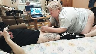 mother-in-law milks my cock with her mouth to a cumshot - 13 image