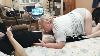 mother-in-law milks my cock with her mouth to a cumshot - 15 image