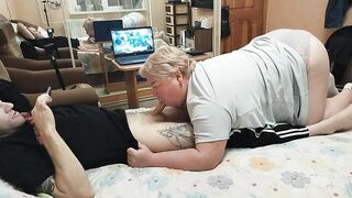 mother-in-law milks my cock with her mouth to a cumshot - 8 image