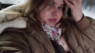 Chubby Cutie with Huge Tits Masturbates in a Cab in the Backseat - 10 image