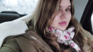Chubby Cutie with Huge Tits Masturbates in a Cab in the Backseat
