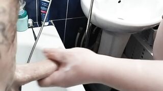 Bitch jerks off my hard soapy cock until I cum - 14 image