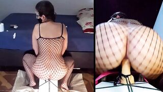 Anal, cowgirl riding dildo from front and back part 2 - 7 image